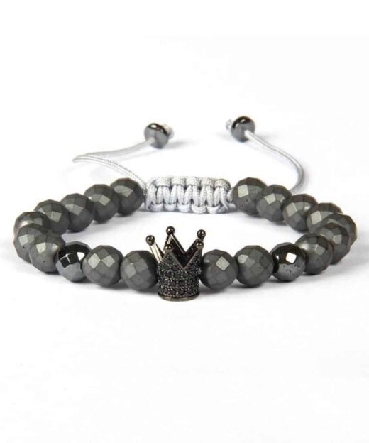 תמונה של צמיד כתר לגבר בצבע אפור עם כתר שחור יוקרתי