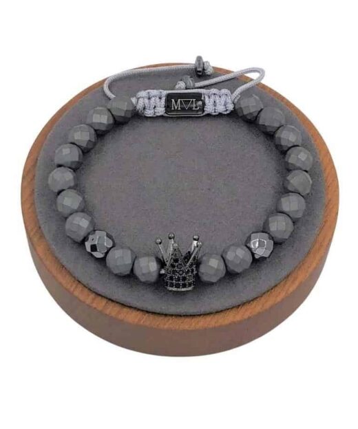 תמונה של צמיד לגבר כתר אפור עם שילוב שחור