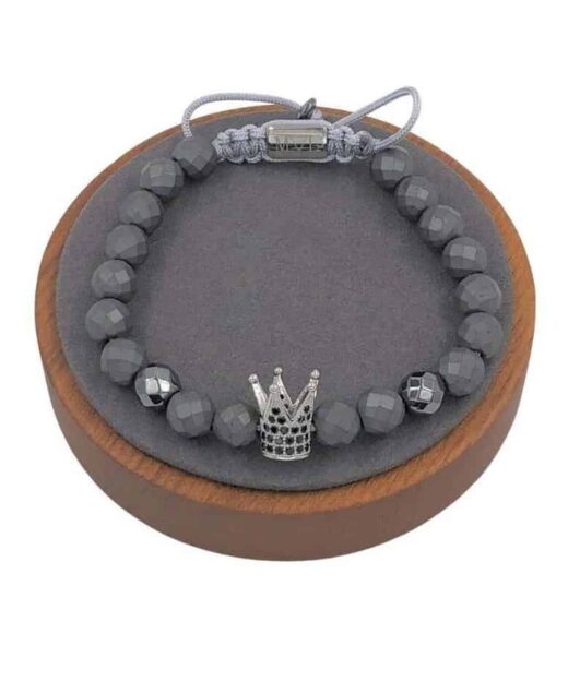 תמונה של צמיד לגברים כתר אפור עם שילוב כסף