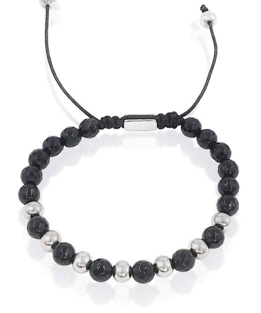 תמונה של צמידים לגבר צמיד שחור עם חרוזים