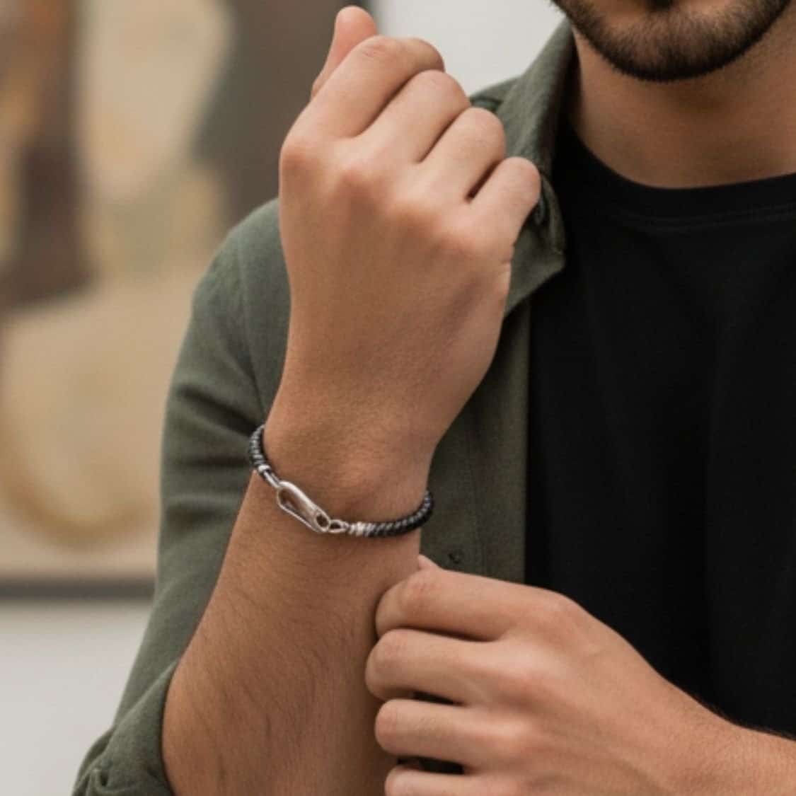 צמיד מעור לגבר - עור קליפס