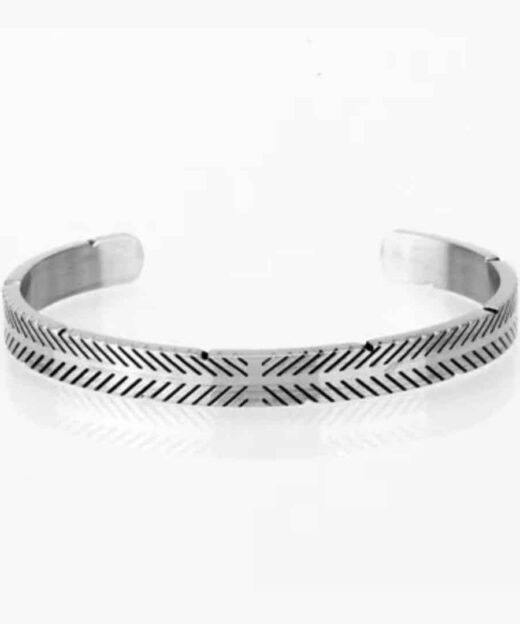 תמונה של צמיד לגבר בצבע כסף מפלדת אל חלדת