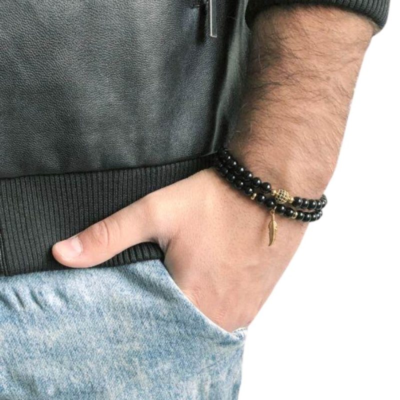 ⁦סט צמידים + שרשרת חץ שחור זהב⁩ – תמונה ⁦4⁩