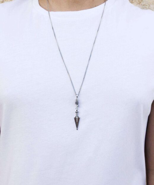 Alternative view of סט צמיד ושרשרת לגבר צבע לבן-כסף