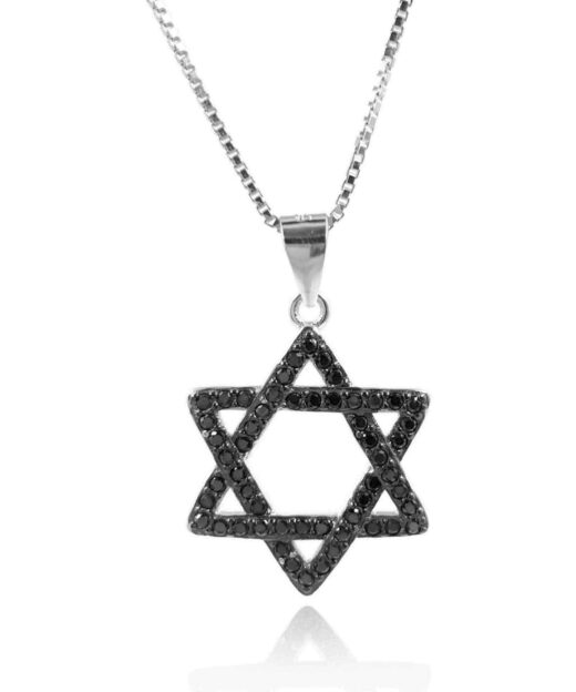 תמונה של שרשרת מגן דוד לגבר מכסף אמיתי מושחר