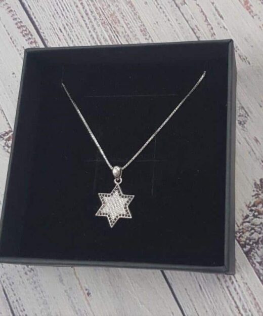 תמונה של שרשרת מגן דוד לגבר מכסף אמיתי