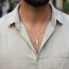 שרשרת כסף אמיתי - חץ שיבוץ שקוף
