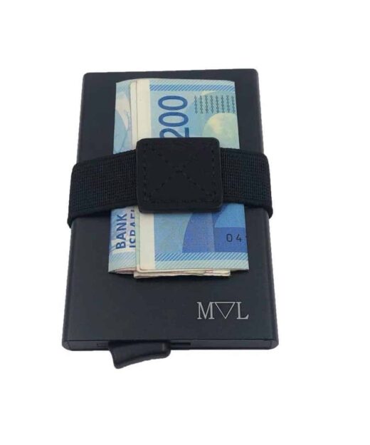 תמונה של ארנק כרטיסים מאלומיניום בצבע שחור