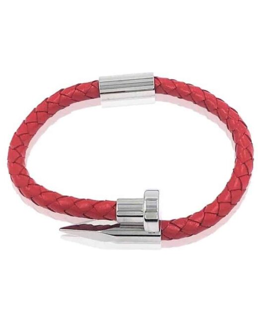 תמונה של צמיד עור לגבר בצבע אדום