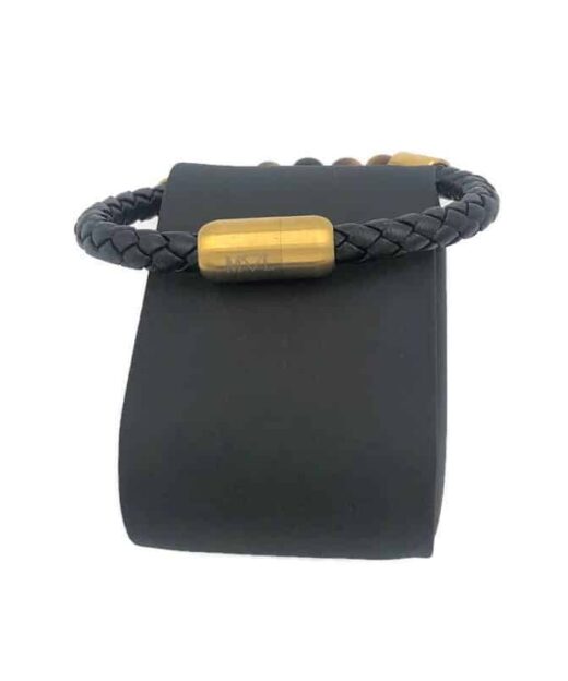 תמונה של צמיד לגבר מעור אמיתי שחור