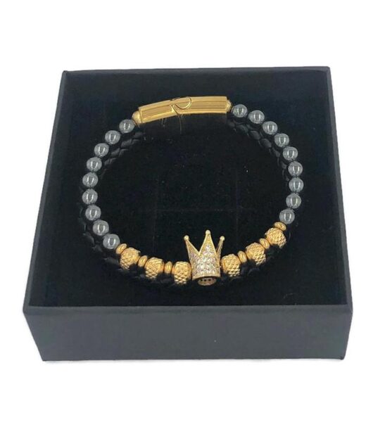 תמונה של צמיד לגבר מעור וזהב