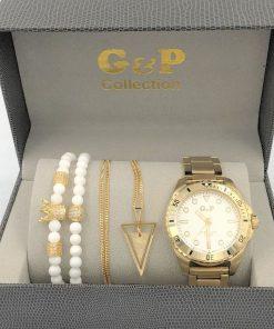 תמונה של מתנות לגבר שעון gp צמיד ושרשרת יוקרתי בצבע זהב ולבן