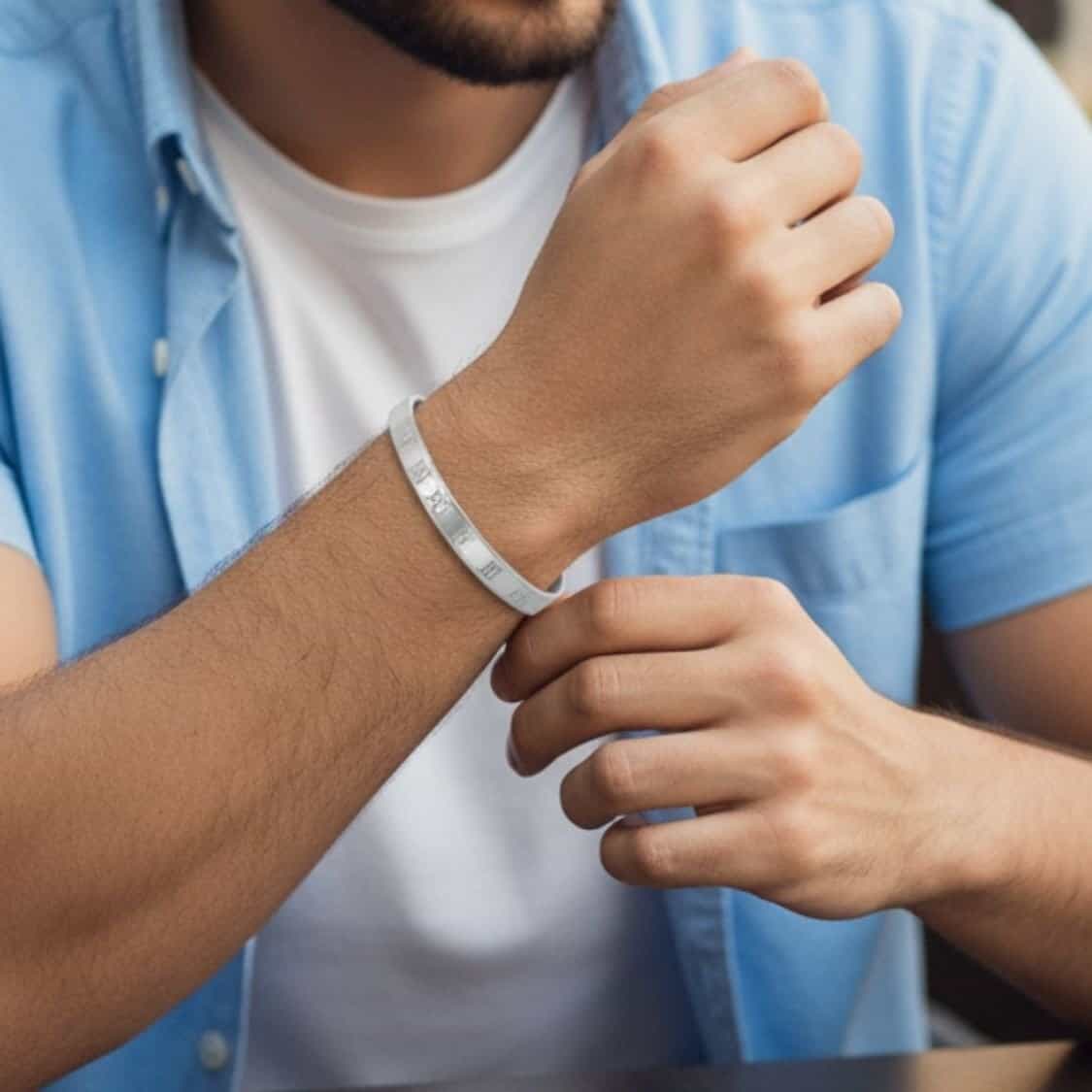 צמיד לגבר – פלדה סגור כסף