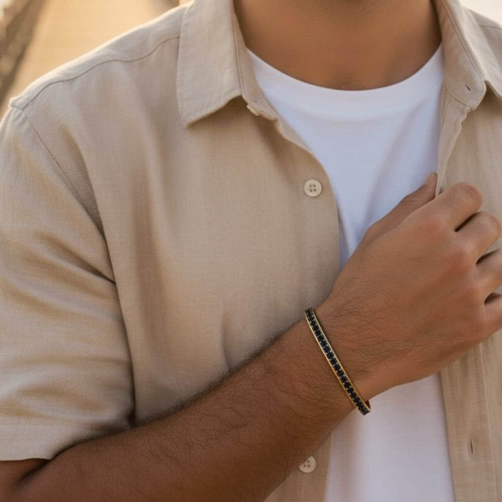 צמיד לגבר - צמיד פלדה סגור זהב