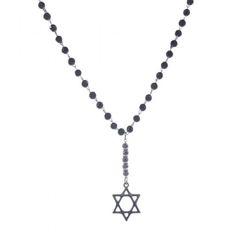 תמונה של שרשרת חרוזים מחרוזי קריסטל עם תליון מגן דוד