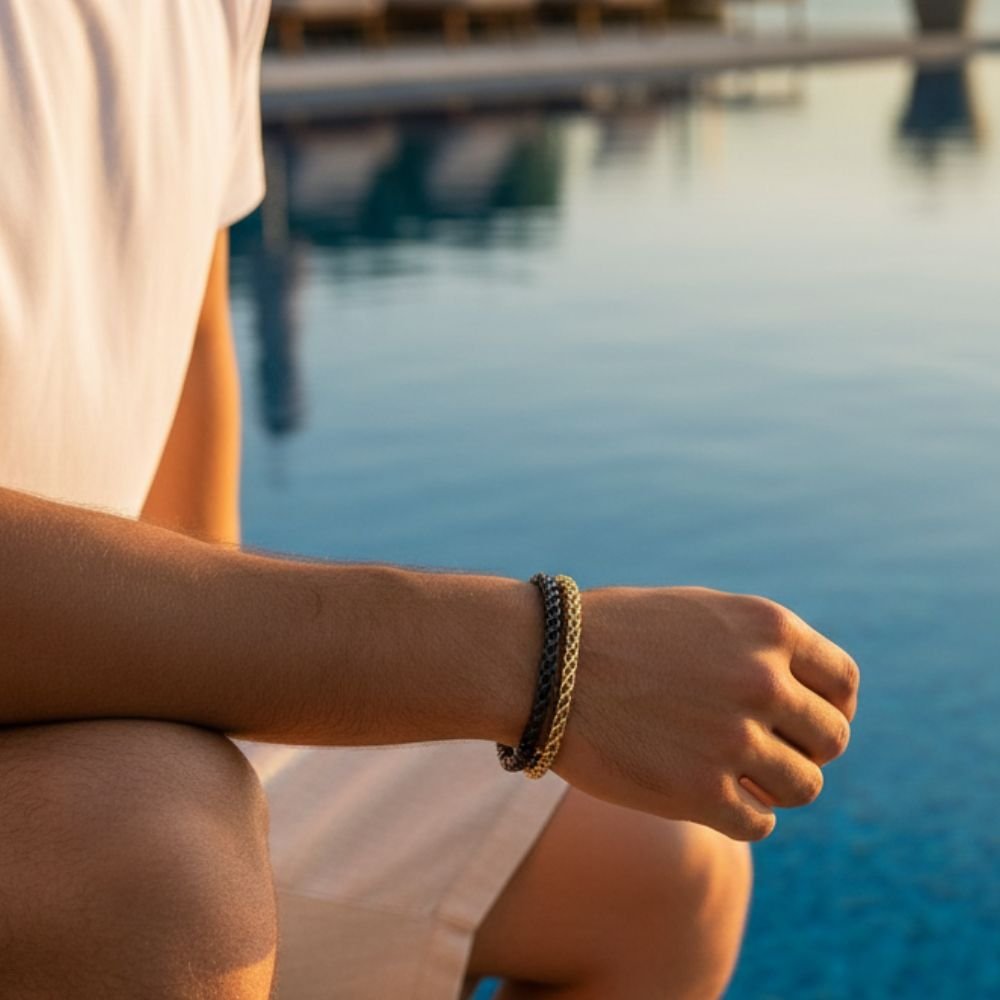 סט צמה דאבל - שחור זהב – תמונה 4