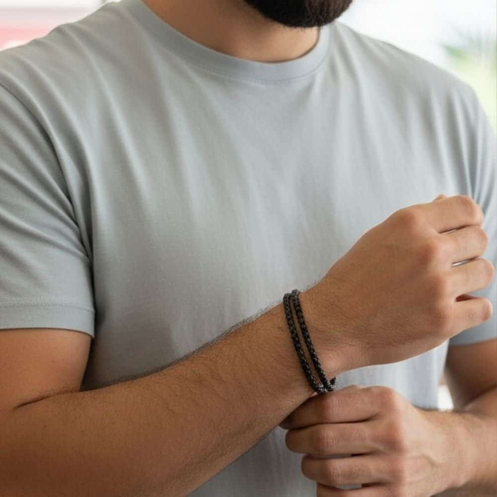 צמיד לגבר – עומרי כפול שחור