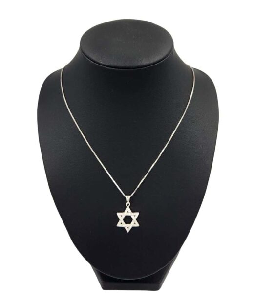 Alternative view of שרשרת מגן דוד כסף -שיבוץ שקוף