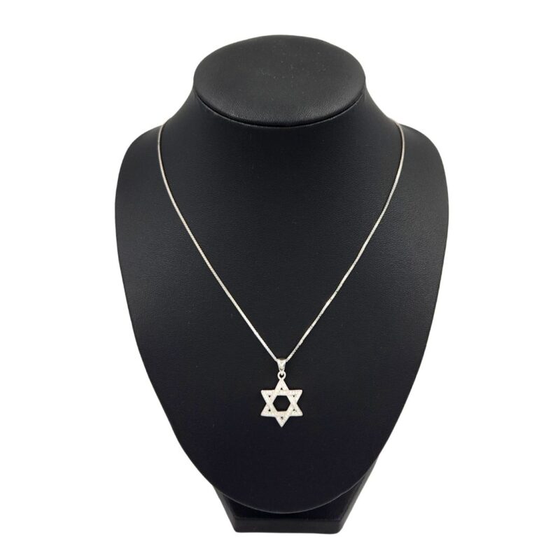 ⁦שרשרת מגן דוד כסף -שיבוץ שקוף⁩ – תמונה ⁦2⁩