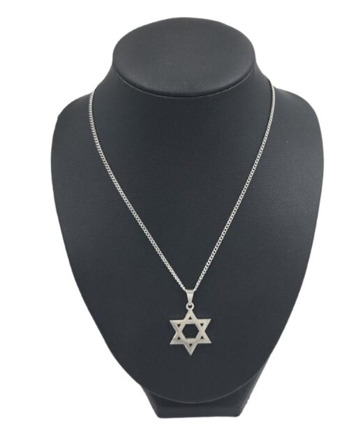 Alternative view of שרשרת מגן דוד לגבר - פלדת אל חלד